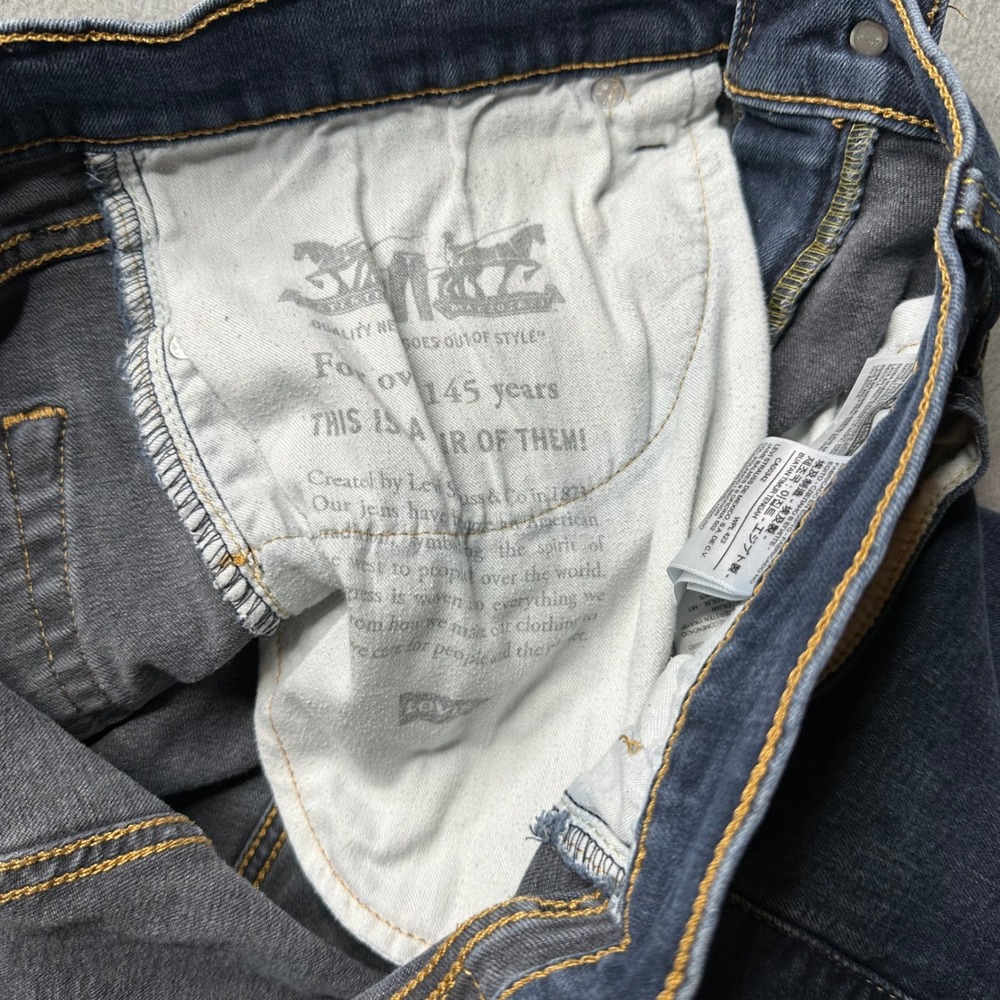 Levis 514 Straight Fit Mens 38x30 Dark Wash‎ Blue Stretch Denim Jeans 00514-1283 - Picture 10 of 13